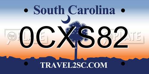 0CXS82 South Carolina License Plate