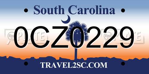 0CZ0229 South Carolina License Plate