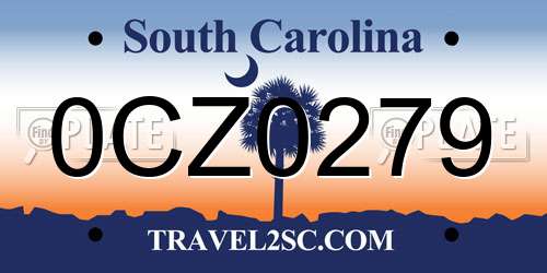 0CZ0279 South Carolina License Plate