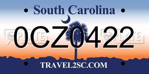 0CZ0422 South Carolina License Plate