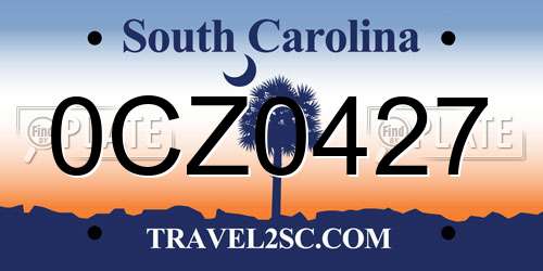 0CZ0427 South Carolina License Plate