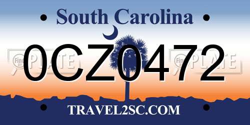 0CZ0472 South Carolina License Plate