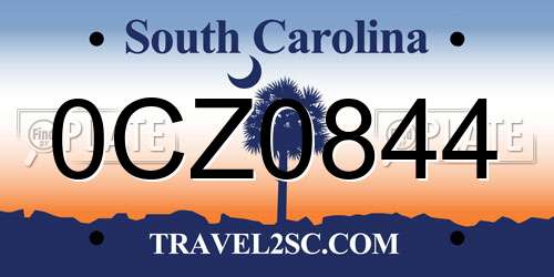 0CZ0844 South Carolina License Plate