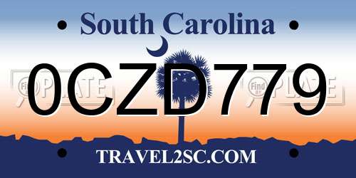 0CZD779 South Carolina License Plate