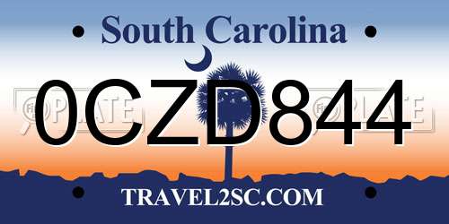 0CZD844 South Carolina License Plate