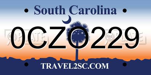 0CZO229 South Carolina License Plate