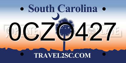 0CZO427 South Carolina License Plate