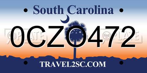 0CZO472 South Carolina License Plate