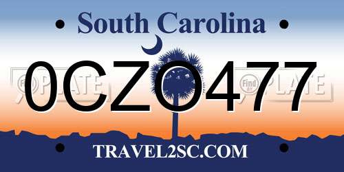 0CZO477 South Carolina License Plate