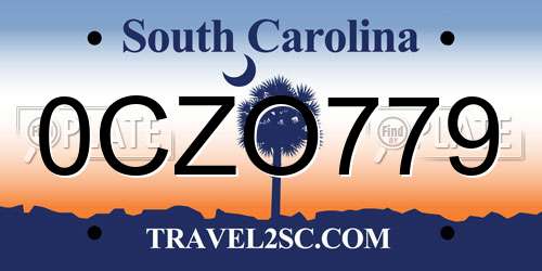 0CZO779 South Carolina License Plate