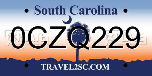 0CZQ229 South Carolina License Plate