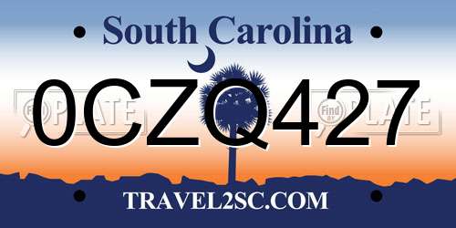 0CZQ427 South Carolina License Plate