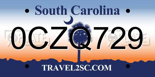 0CZQ729 South Carolina License Plate