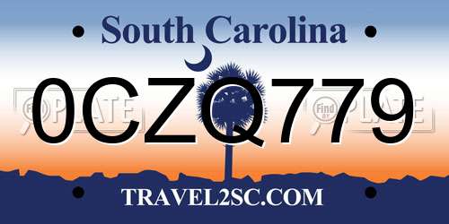 0CZQ779 South Carolina License Plate