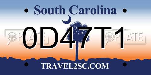 0D47T1 South Carolina License Plate