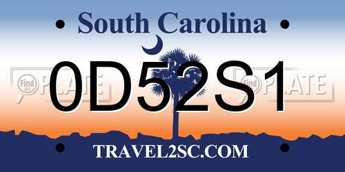 0D52S1 South Carolina License Plate