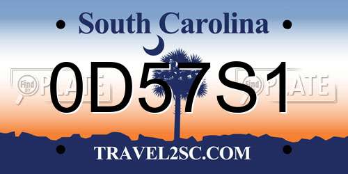 0D57S1 South Carolina License Plate