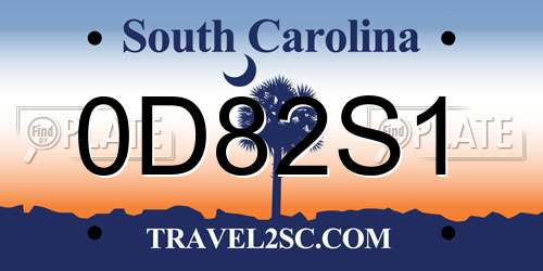 0D82S1 South Carolina License Plate