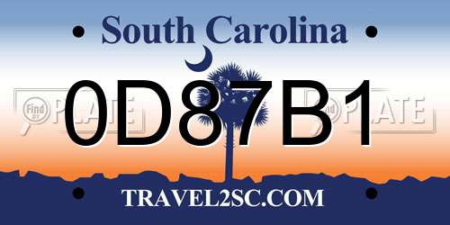 0D87B1 South Carolina License Plate