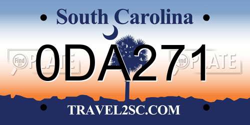 0DA271 South Carolina License Plate