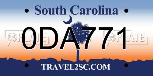 0DA771 South Carolina License Plate