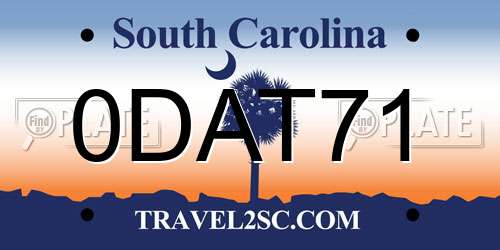 0DAT71 South Carolina License Plate