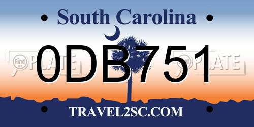 0DB751 South Carolina License Plate