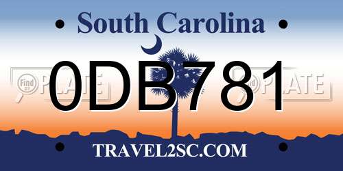 0DB781 South Carolina License Plate