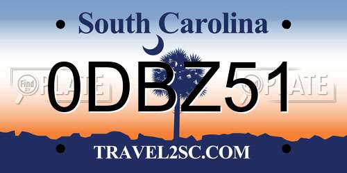 0DBZ51 South Carolina License Plate