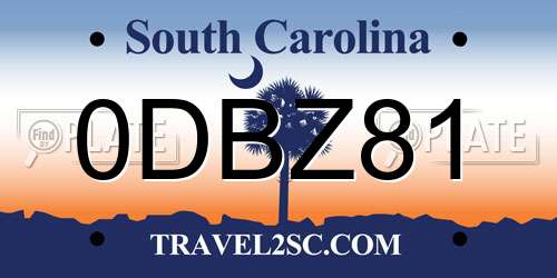 0DBZ81 South Carolina License Plate