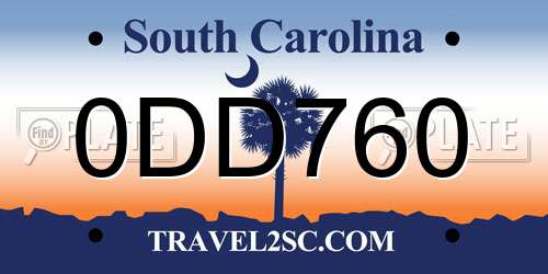 0DD760 South Carolina License Plate