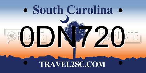0DN720 South Carolina License Plate