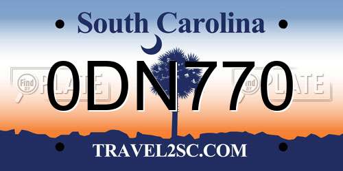 0DN770 South Carolina License Plate
