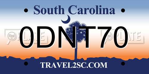 0DNT70 South Carolina License Plate