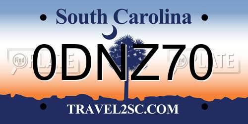 0DNZ70 South Carolina License Plate
