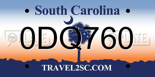 0DQ760 South Carolina License Plate