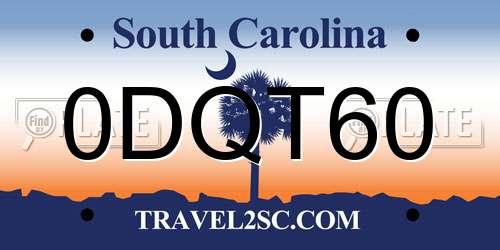 0DQT60 South Carolina License Plate