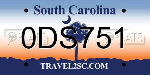0DS751 South Carolina License Plate