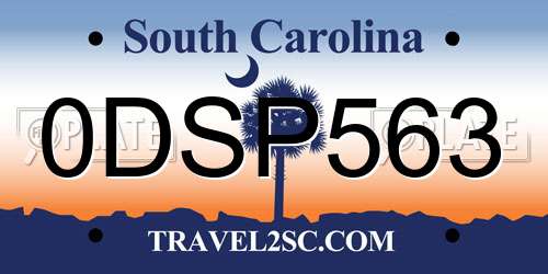 0DSP563 South Carolina License Plate