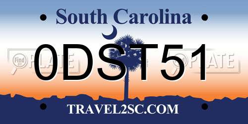 0DST51 South Carolina License Plate