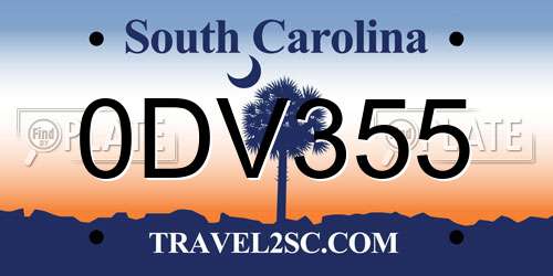 0DV355 South Carolina License Plate