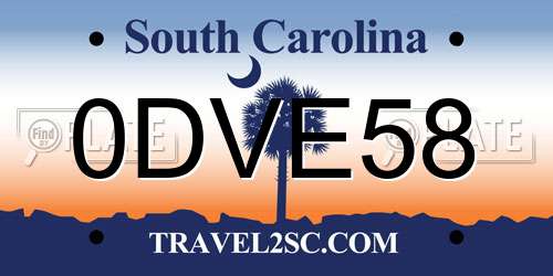 0DVE58 South Carolina License Plate