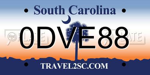 0DVE88 South Carolina License Plate