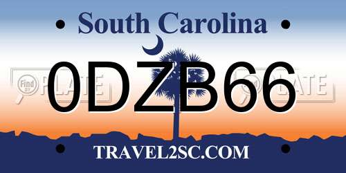 0DZB66 South Carolina License Plate