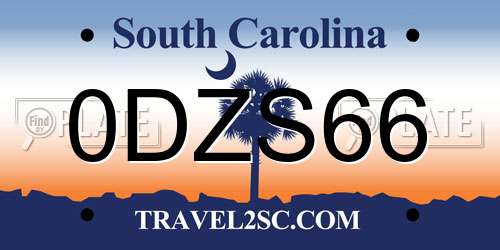 0DZS66 South Carolina License Plate