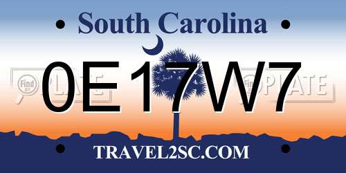 0E17W7 South Carolina License Plate