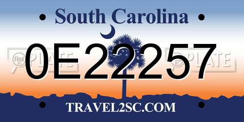 0E22257 South Carolina License Plate