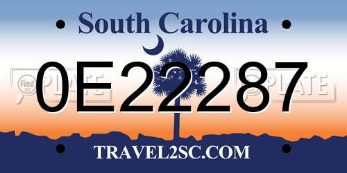 0E22287 South Carolina License Plate