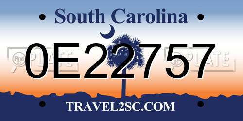 0E22757 South Carolina License Plate