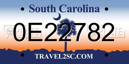 0E22782 South Carolina License Plate